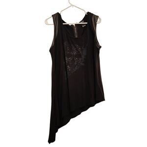 Torrid Asymmetrical Skull Tank Top Faux Leather Trim Gothic Casual Black 2XL